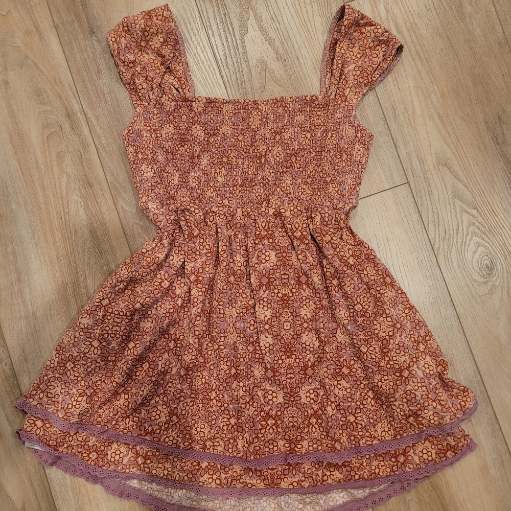 Free People Floral Mini Dress in Rust and Lavender - Picture 4 of 4